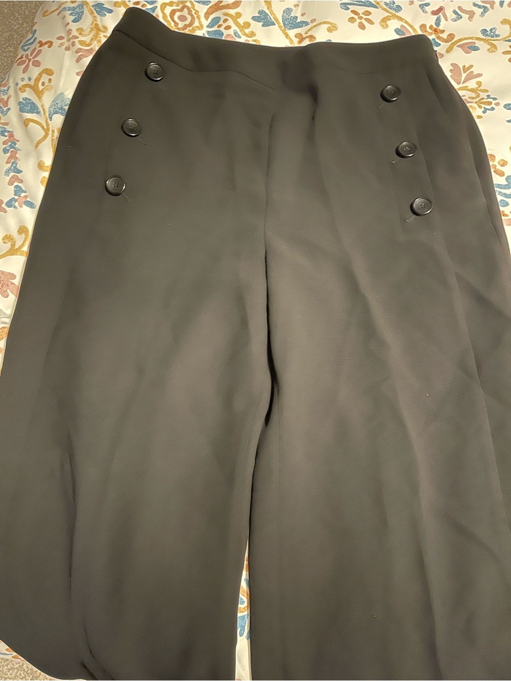 DKNY Black Wide-Leg Sailor Button Trousers